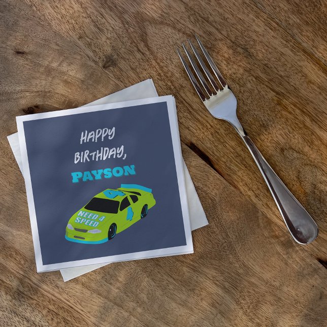 Need 4 Speed Race Car Boys 4th Birthday Party Napkin (Creator Uploaded)