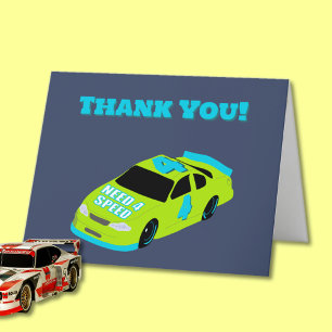 Need 4 Speed Race Car Boys 4th Birthday Party Thank You Card