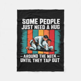 Need A Hug Funny Brazilian Jiu Jitsu Retro Vintage Fleece Blanket
