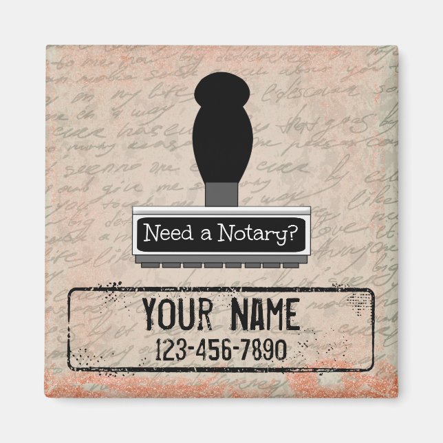 Need a Notary Rubber Stamp Customised Name Phone Magnet (Front)