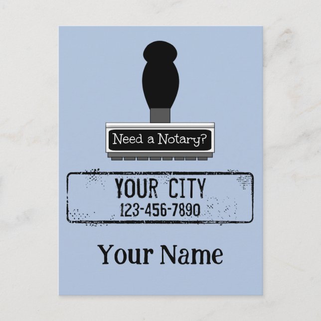 Need a Notary Rubber Stamp Customised Name Phone Postcard (Front)