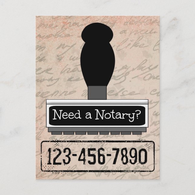 Need a Notary Rubber Stamp with Phone Number Postcard (Front)