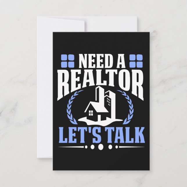 Need a Realtor? Let's Talk Real Estate Agent Sale Card (Front)