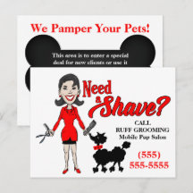 Need a Shave Red Pet Grooming Advertising Postcard