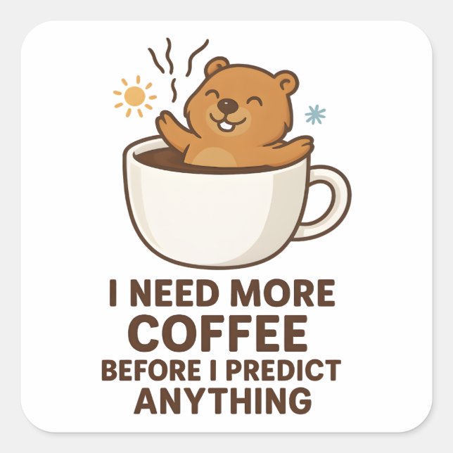 Need Coffee Before Predict Anything Groundhog Day Square Sticker (Front)