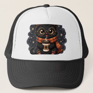 Need Coffee Cute Black Cat Vintage Coffee Lover Trucker Hat