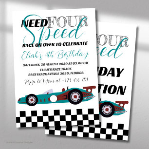Need for Speed Birthday Race Car Party Invitation