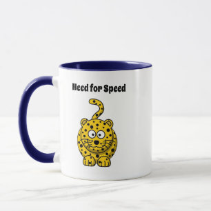 Need for Speed, Funny Cheetah Cartoon Cat Design Mug