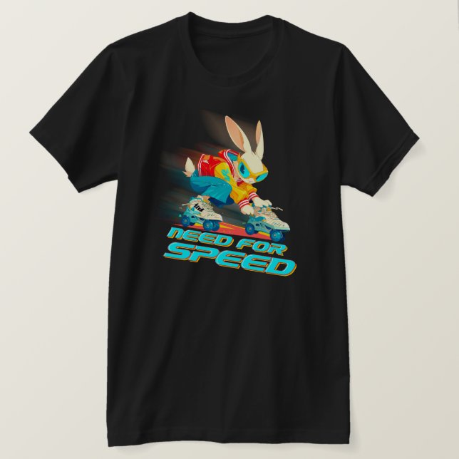 Need for Speed - Roller Skating Rabbit T-Shirt (Design Front)