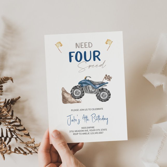 Need FOUR Speed 4 Wheeler Quad Bike Invitation  (Creator Uploaded)