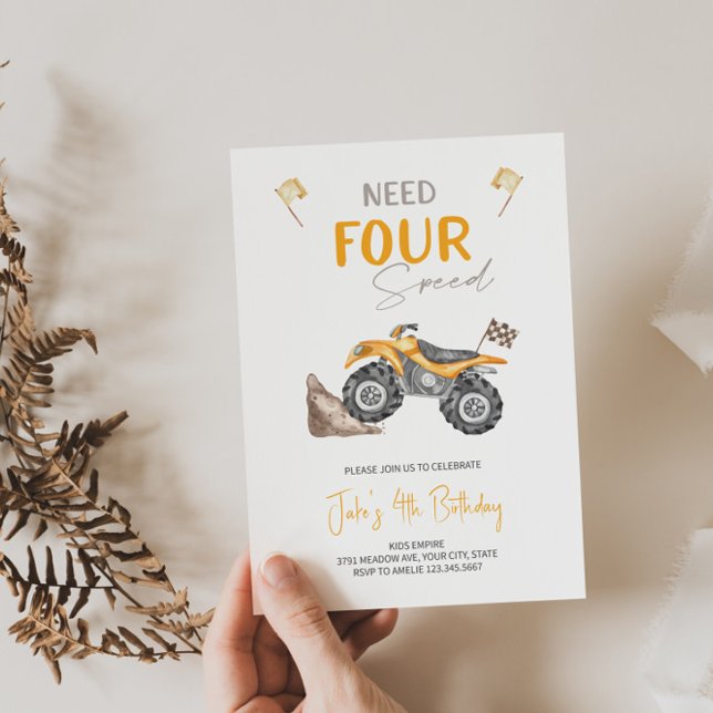 Need FOUR Speed 4 Wheeler Quad Bike Invitation  (Creator Uploaded)