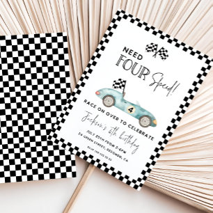 Need FOUR Speed birthday invitation, 4th Birthday, Invitation