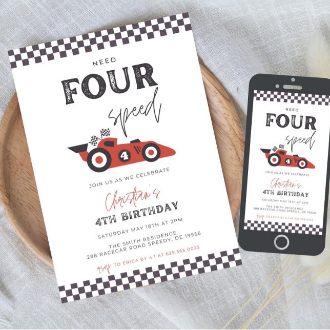 Need FOUR Speed Birthday Invitation Template 4th  (Creator Uploaded)