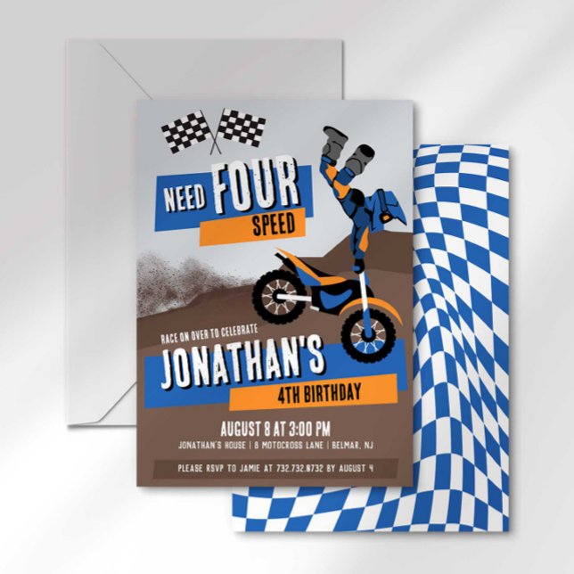 Need Four Speed Dirt Bike Birthday Invitation (Creator Uploaded)