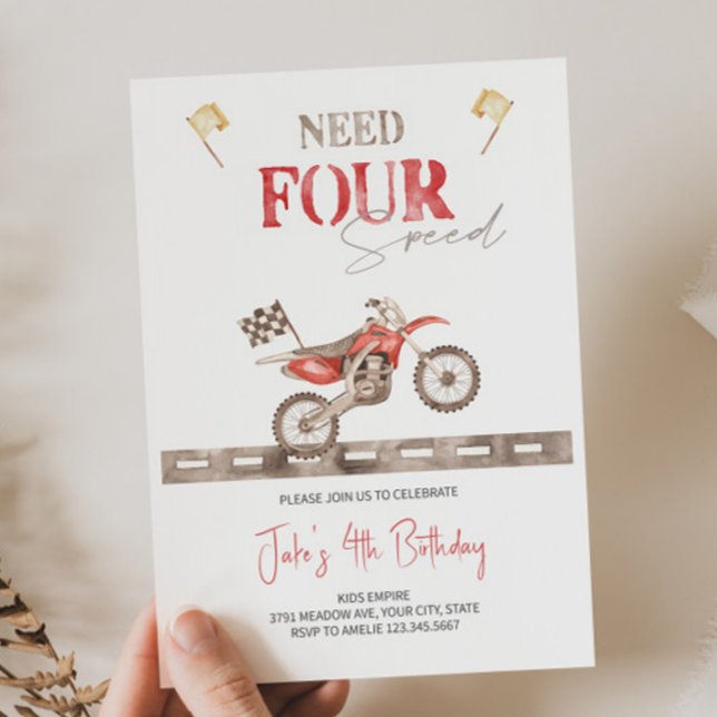 Need FOUR Speed Dirt Bike Birthday Invitation  (Creator Uploaded)