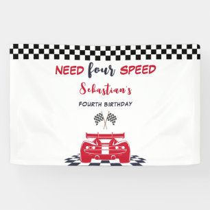 Need four speed fourth kids birthday banner