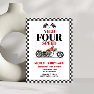 Need Four Speed Heavy Bike Fourth Birthday Invitation