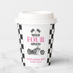 Need Four Speed Pink Heavy Bike Fourth Birthday Paper Cups