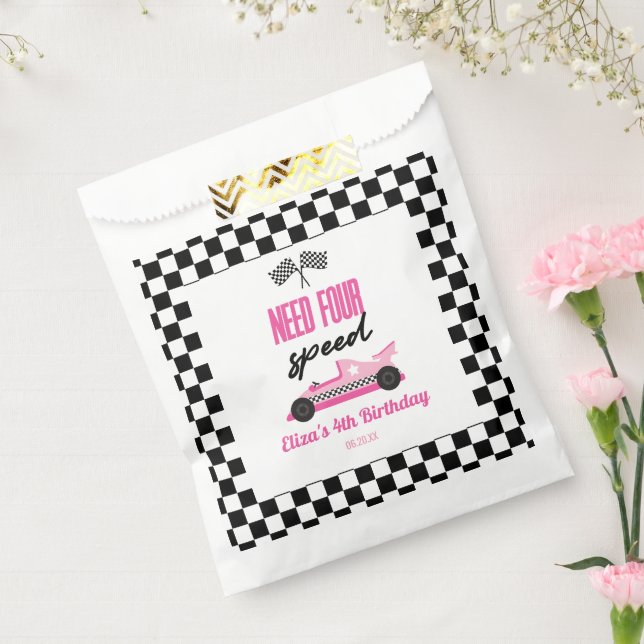 Need Four Speed Pink Race Car 4th Birthday Party Favour Bag (Sealed)