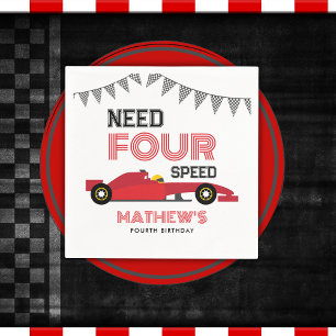 Need Four Speed Race Car 4th Birthday Party  Napkin