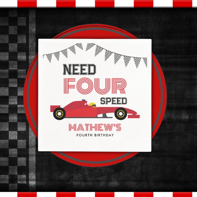 Need Four Speed Race Car 4th Birthday Party  Napkin (Creator Uploaded)