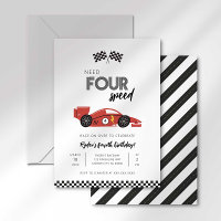 Need Four Speed Race Car Birthday Invitation