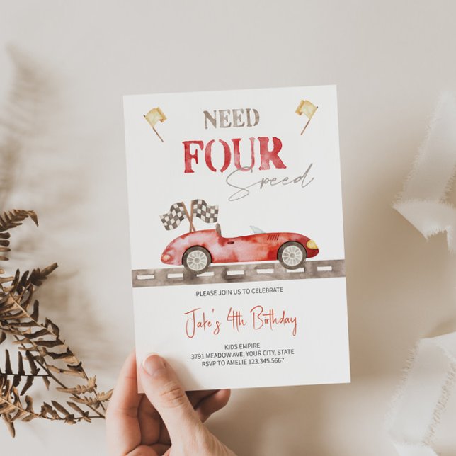 Need FOUR Speed Race Car Birthday Invitation  (Creator Uploaded)