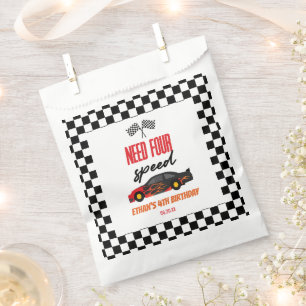 Need Four Speed Red Race Car 4th Birthday Party Favour Bag