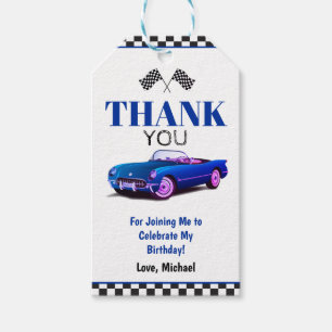 Need Four Speed Sports Car Blue Fourth Birthday Gift Tags
