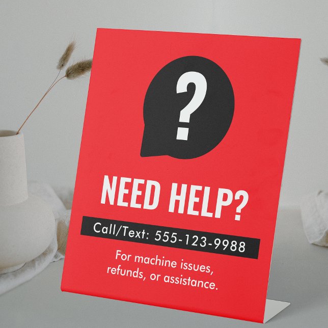 Need Help Red & Black Laundromat Business Pedestal Sign (Creator Uploaded)