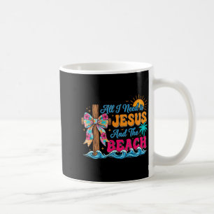 Need is Jesus and The Beach Retro Christian Summer Coffee Mug