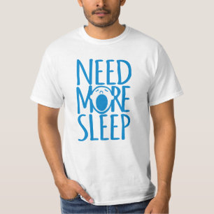 Need more sleep blue yawning slogan t-shirt