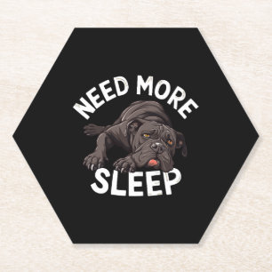 Need More Sleep Bulldog Illustration for Dog Paper Coaster