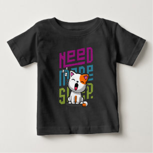 Need more Sleep   Funny Cat cute yawn expression Baby T-Shirt