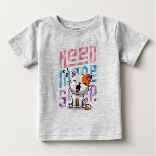Need more Sleep   Funny Cat cute yawn expression Baby T-Shirt