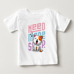 Need more Sleep Funny Cat cute yawn expression Baby T-Shirt