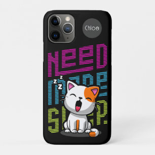 Need more Sleep   Funny Cat cute yawn expression iPhone 11 Pro Case