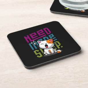 Need more Sleep Funny Cat cute yawn expression Coaster
