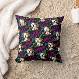 Need more Sleep Funny Cat cute yawn expression Cushion