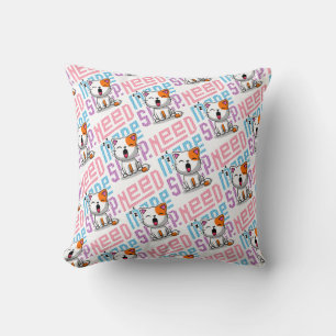 Need more Sleep   Funny Cat cute yawn expression Cushion