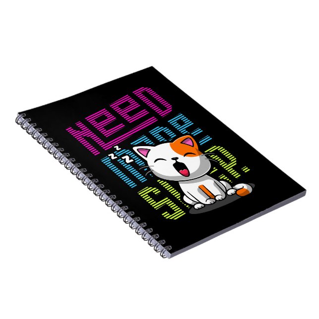 Need more Sleep | Funny Cat cute yawn expression Notebook (Right Side)