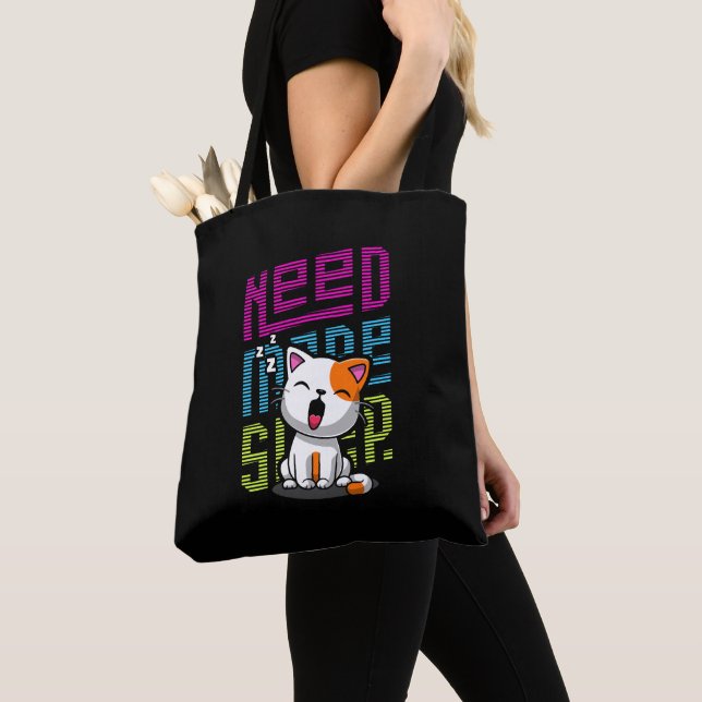 Need more Sleep | Funny Cat cute yawn expression Tote Bag (Close Up)