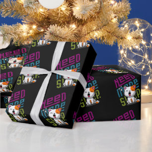 Need more Sleep Funny Cat cute yawn expression Wrapping Paper