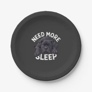 Need More Sleep Lazy Dog Design for Dog Lovers Paper Plate