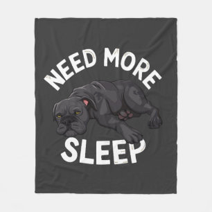 Need More Sleep Tired Dog Illustration for Dog Fleece Blanket
