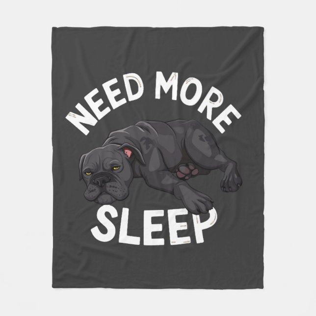 Need More Sleep Tired Dog Illustration for Dog Fleece Blanket (Front)