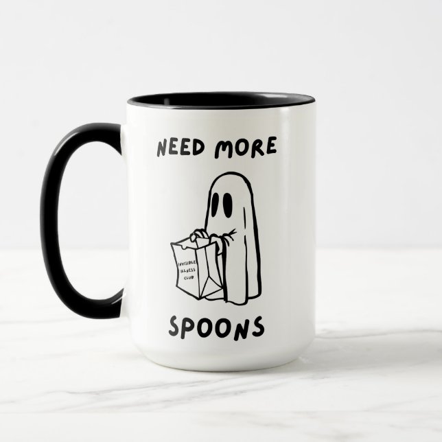 'Need More Spoons' Chronic Illness Humor Mug (Left)