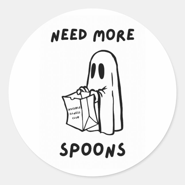 'Need More Spoons' Funny Chronic Illness Sticker (Front)