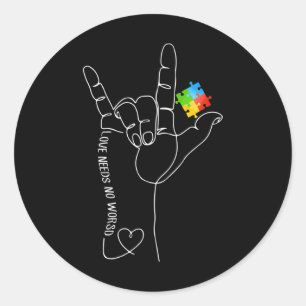 Need No Word Asl Autism Awareness Sped Teacher 5 Classic Round Sticker