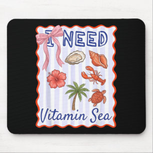 Need Ocean Vibes Girly Coastal nk Bow Coquette es Mouse Pad